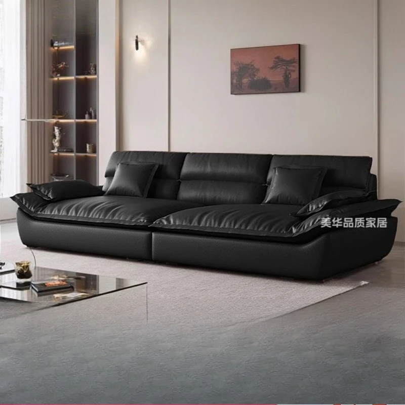 

Versatile Designer Living Room Sofas Cheap Sleeping Leather Modern Sofa Lounge Black Divani Per Soggiorno Living Room Furniture