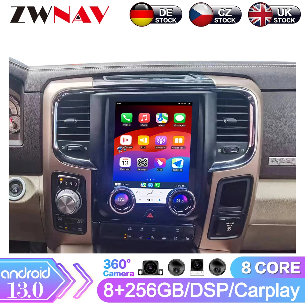 For Dodge Ram 1500 2500 2013-2018 Android Dual Knob Version Car Radio Stereo Receiver Autoradio Multimedia Player GPS Navi Head