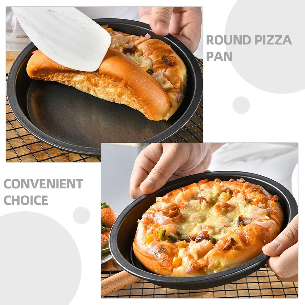 2Pcs Round Carbon Steel Pizza Pan Nonstick Baking Tray for Home Kitchen Restaurant Even Heat Distribution Multifunctional Oven