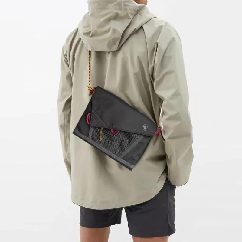 Ultra-Light Unisex Crossbody Shoulder Bag,Hollow Mesh Contrast Color Men Riding Travel Messenger Bag,Women Waterproof Sling Bag