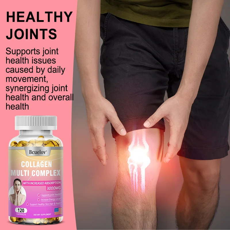 Complément complexe de collagène, avec glutathion, vitamine C, chardon au lait, soutient la santé de la peau, des cheveux, des ongles et des articulations, 120 gélules