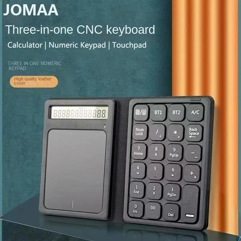 Jomaa 2 in 1 Bluetooth Numberic Keyboard with Touchpad Portable Calculator both Number Keypad for Accounting Laptop Phone