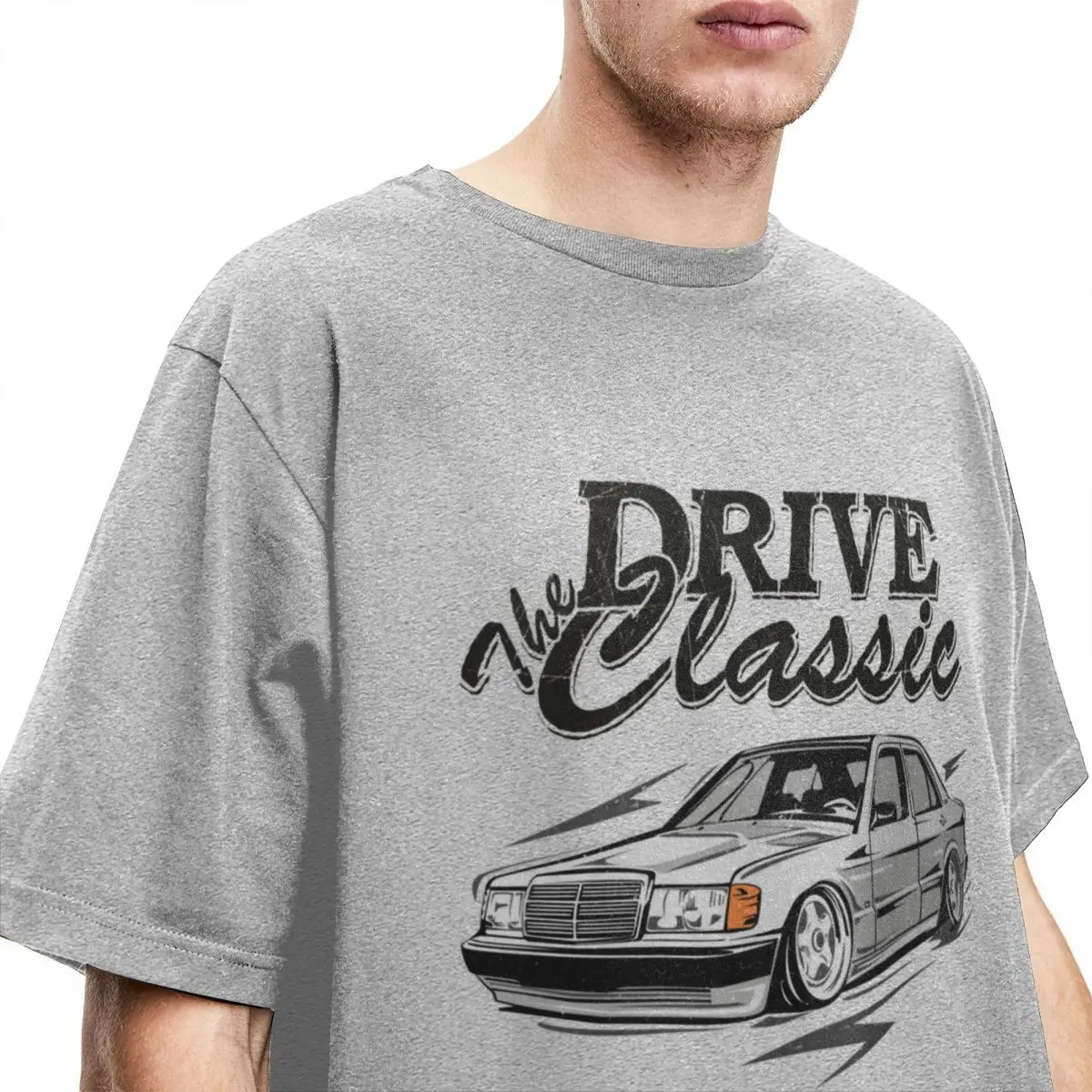 Awesome W201 Drive The Classic Car T Shirts Men Women Crew Neck Cotton 190E Vintage Cars Short Sleeve T shirt Large Size Tshirt