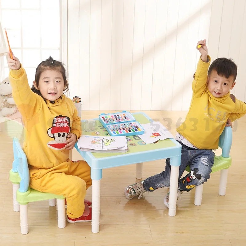 Childrens Kids Plastic Table Chair Set Learning Studying Desk for Home Learning Desk Writing Homework Chair Combination