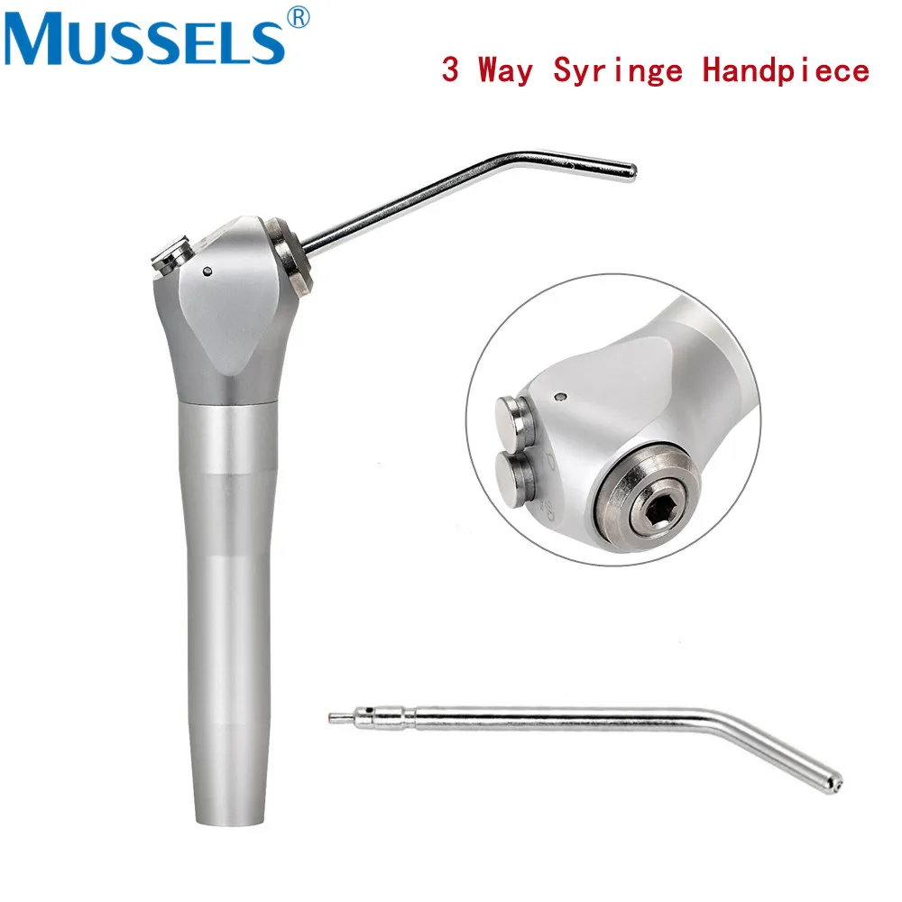 Dental Air Water Spray Gun Triple 3 Way Syringe Handpiece with Metal Steel Nozzles Tips Tubes Dentistry Teeth Whitening Cleaning