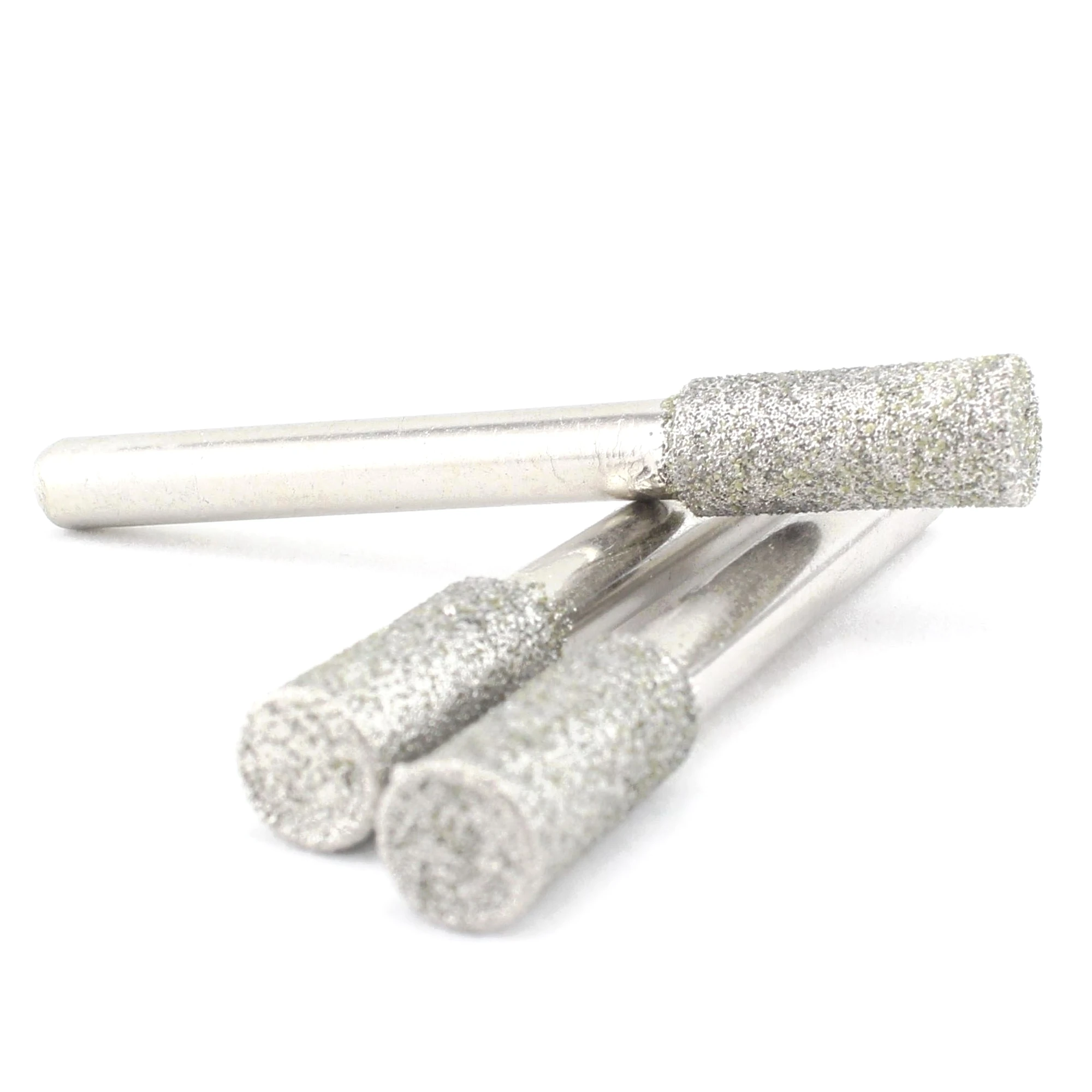 6-40mm Grit 80 Diamond Coated Cylinder Mounted Points Grinding Head 4-8mm Shank Tools for Jewelry Stone Glass Carving Lapidary