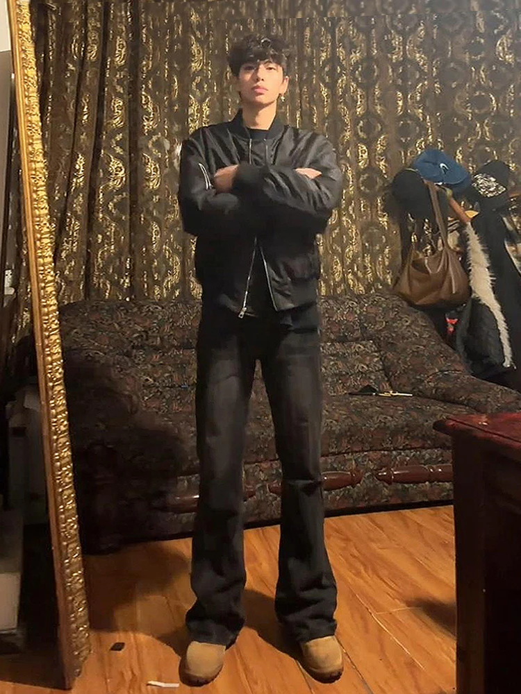 

Мужские джинсы Waed adual Bla, расклешенные, с подкладкой, прямые, облегающие, в американском ретро-стиле, для весны и осени, повседневные