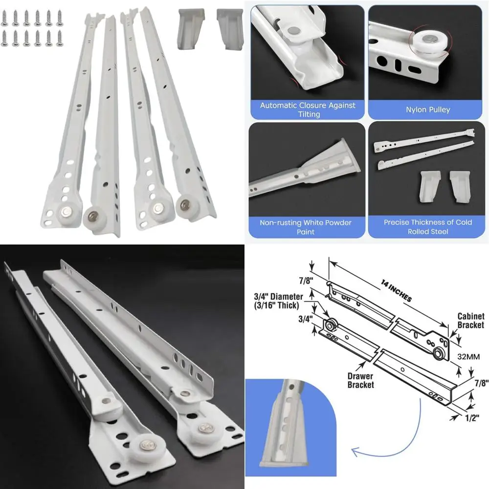 شرائح خزانة بإطار للوجه بدون إطار، طراز أوروبي 14 بوصة، 20 عبوة، سعة 75 رطل، فولاذ ملفوف على البارد، مطلي بالمسحوق لـ Durab