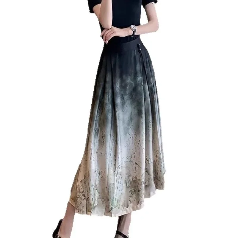 فستان حصان على الطراز الوطني الجديد لعام 2025 تنورة نسائية غير رسمية بتصميم حبر صيني جديد #5