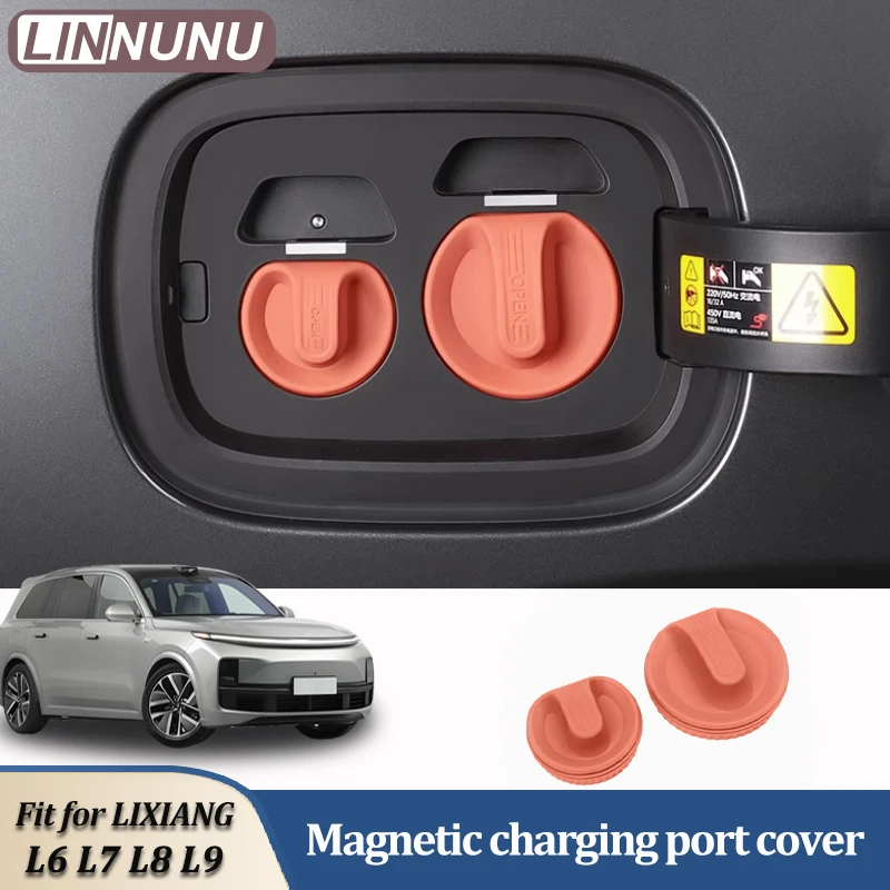 Linnunu Fit for Lixiang L6 L7 L8 L9 Mega Car Decoration Supplies Charging Port Magnetic Cover Silicone Waterproof and Dustproof Protective Cover Charging Port Hidden Magnetic Protective Cover Accessories