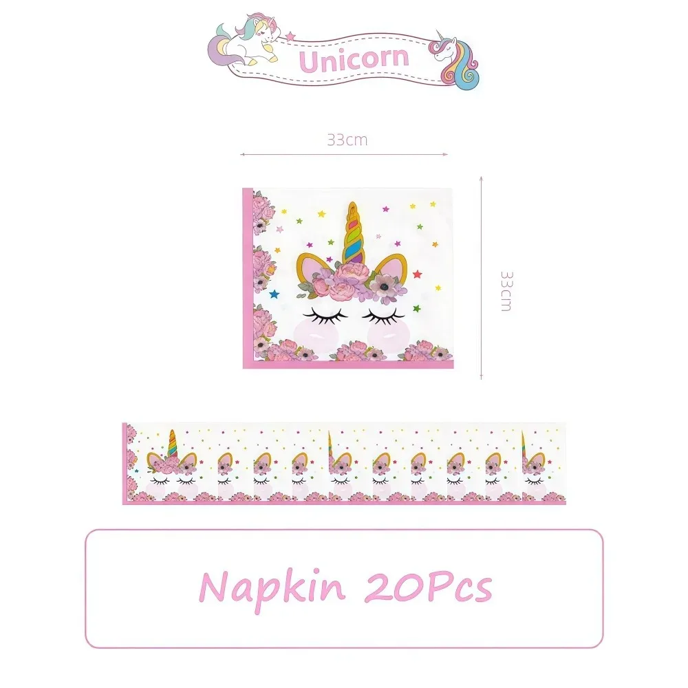 Unicorn Anime Tableware Sets Plate Cup Napkin Home Party Supplies Happy Birthday Decoration Girl Pink Party Wedding DIY Gift Toy view 4