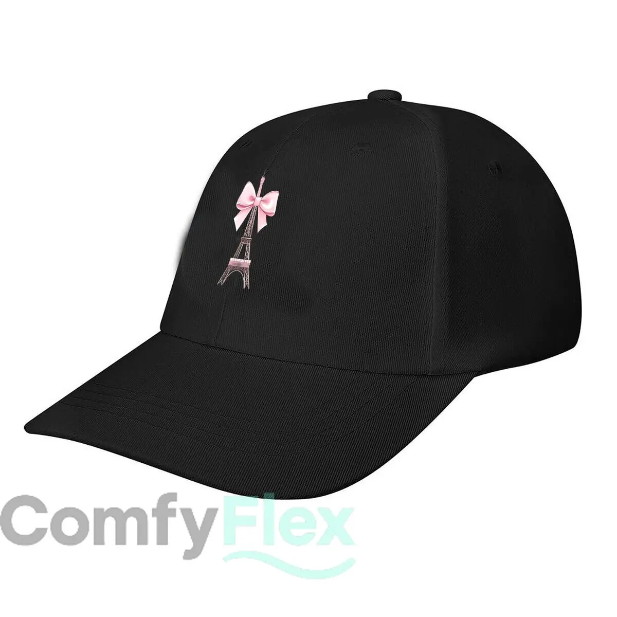 Eiffel Tower Pink Bow Embroidered Cotton Baseball Cap Baseball Cap Fashion Men Sunhat Women's Outdoor Sports Snapback Cap