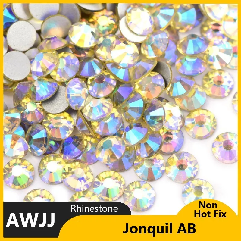 Yellow Series SS3-30 Non Hot Fix Rhinestones flat back crystal strass glitter stone for DIY manicure 3D nail art fabric garment