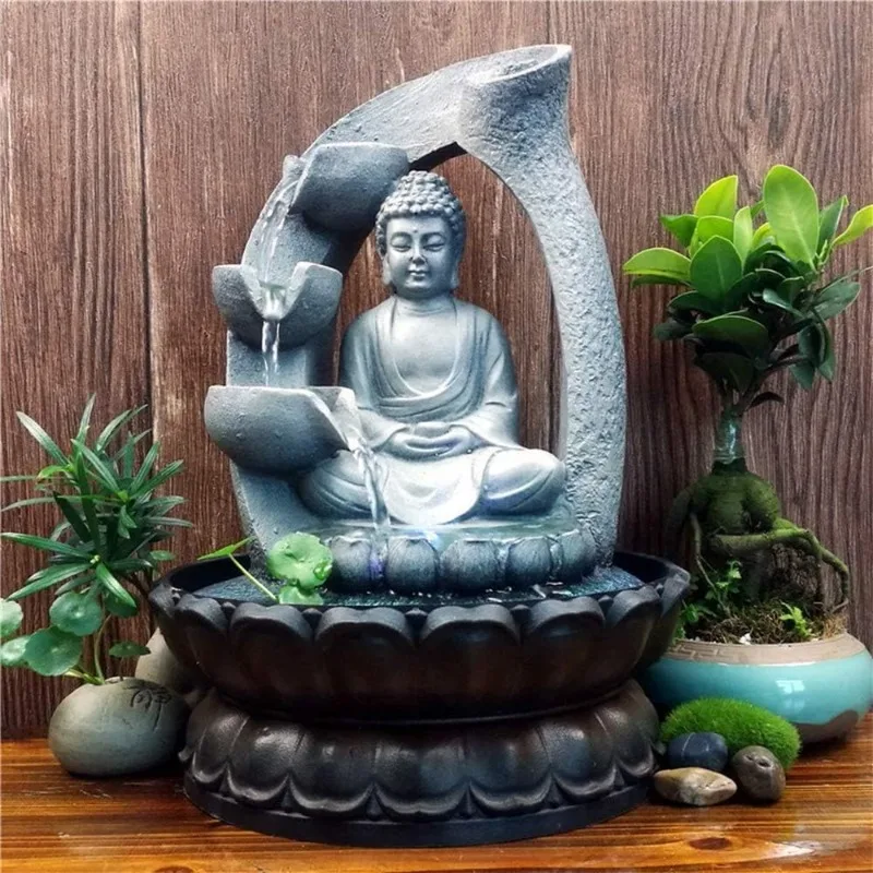 

Buddha Tabletop Waterfall Fountain Meditation Relaxing Indoor Decoration, Zen Fountain