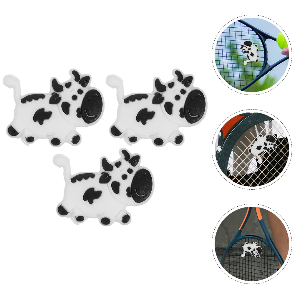 

3 Pcs Racket Shock Absorber Cute Cow Shape Silicone Dampener Tennis Accessories Gift for Tennis Lovers Anti