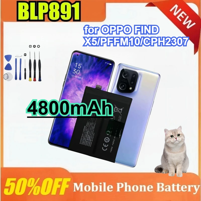 

BLP891 4800mAh Mobile Phone Replacement Battery for OPPO FIND X5/PFFM10/CPH2307 High Quality with Tool Kit