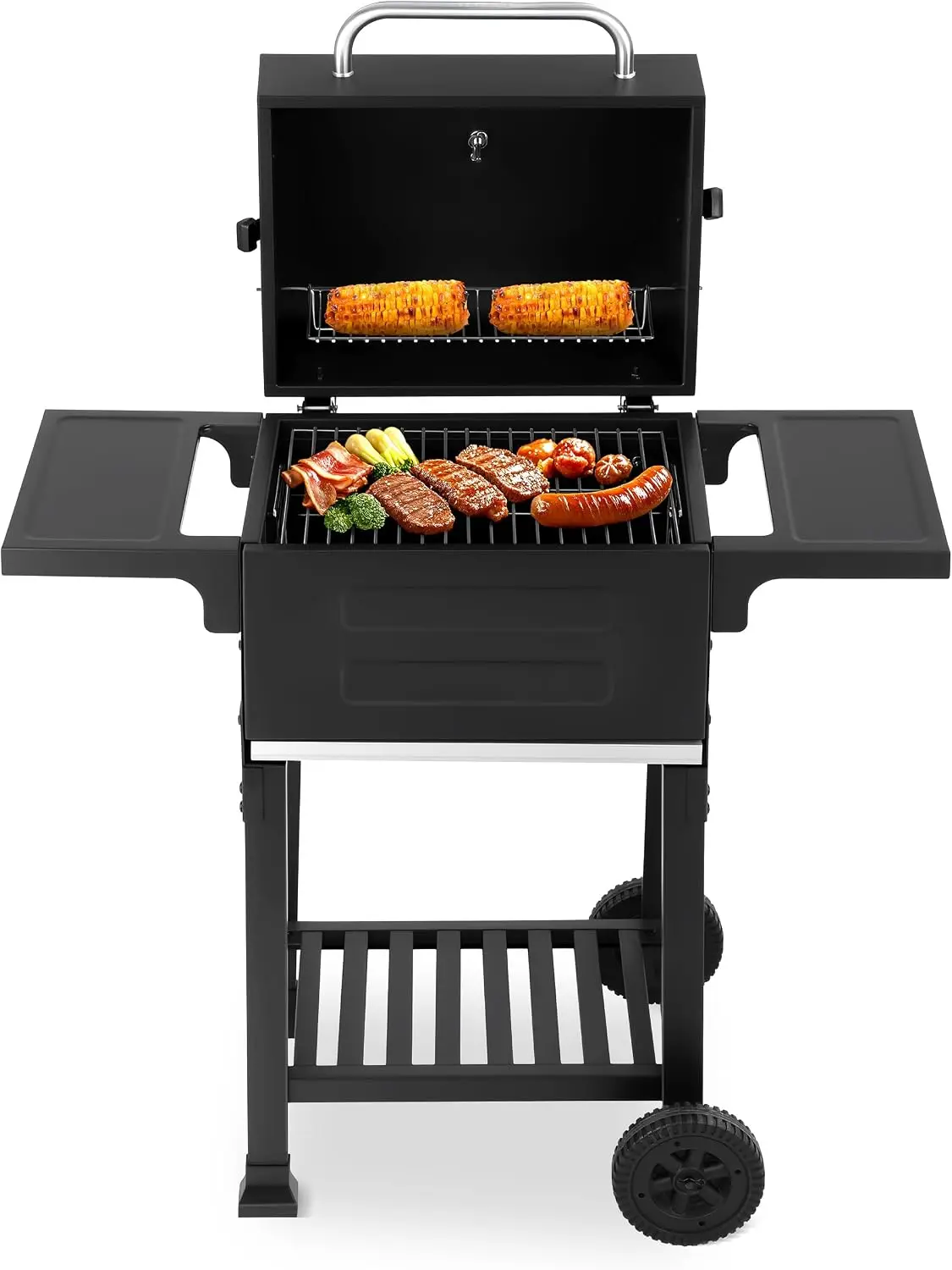 Charcoal BBQ Grill, Small Outdoor Barbecue Grill with 200.82 Sq. In. Cooking Area
