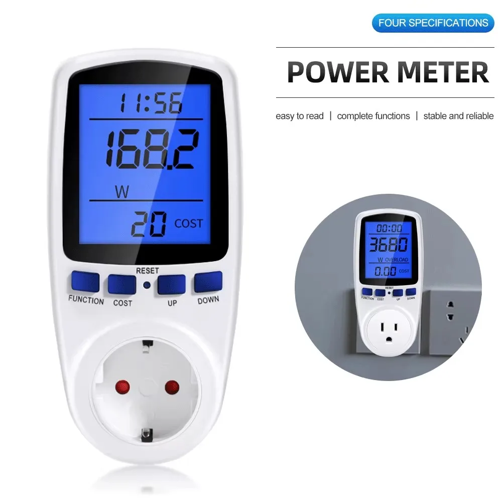 Digital LCD Power Meter Wattmeter 220V 110V AC  Backlight Electricy Consumption Energy Kilowatt Wattage Measuring Analyzer