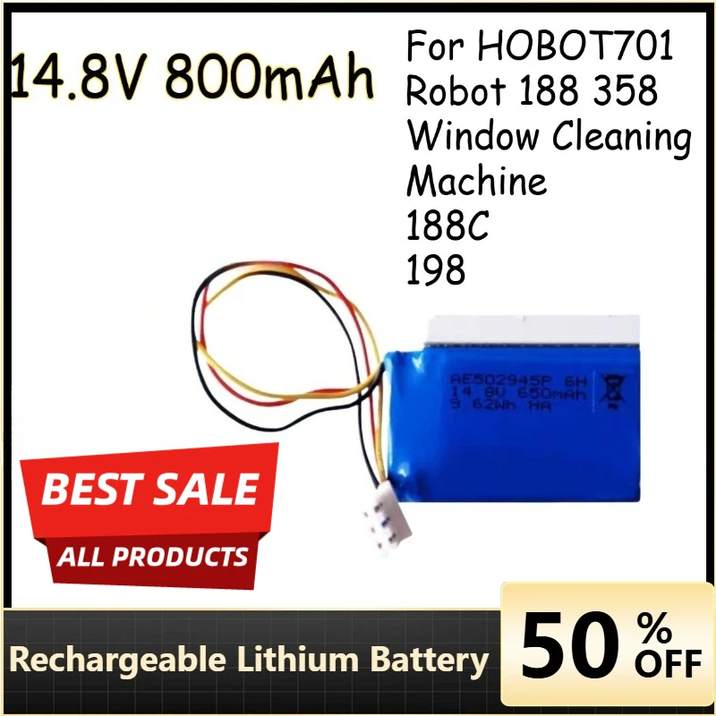 

For HOBOT701 Robot 188 358 Window Cleaning Machine 188C 198 14.8V 800mAh Rechargeable Lithium Battery