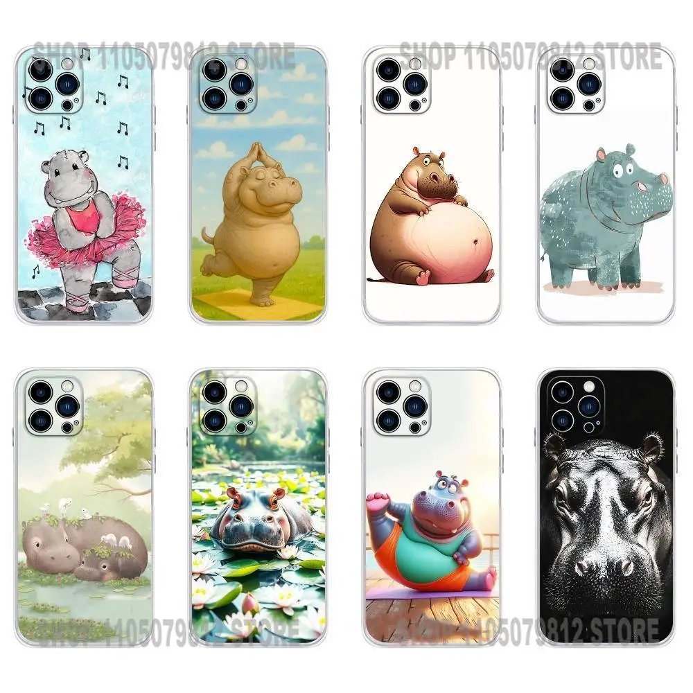 

Cute Hippo Hippopotamus Phone Case For iPhone 16,15,Pro,Max,14,Plus,13,12,11,E Mini Air,17,Pro Drop Protection Cover TPU