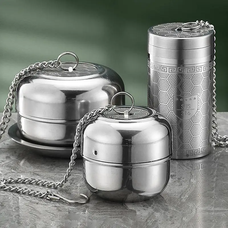 316 Stainless Steel Tea Infuser With Ultra Fine Mesh Extender Chain For Home Office Travel Brewing Loose Leaf Tea