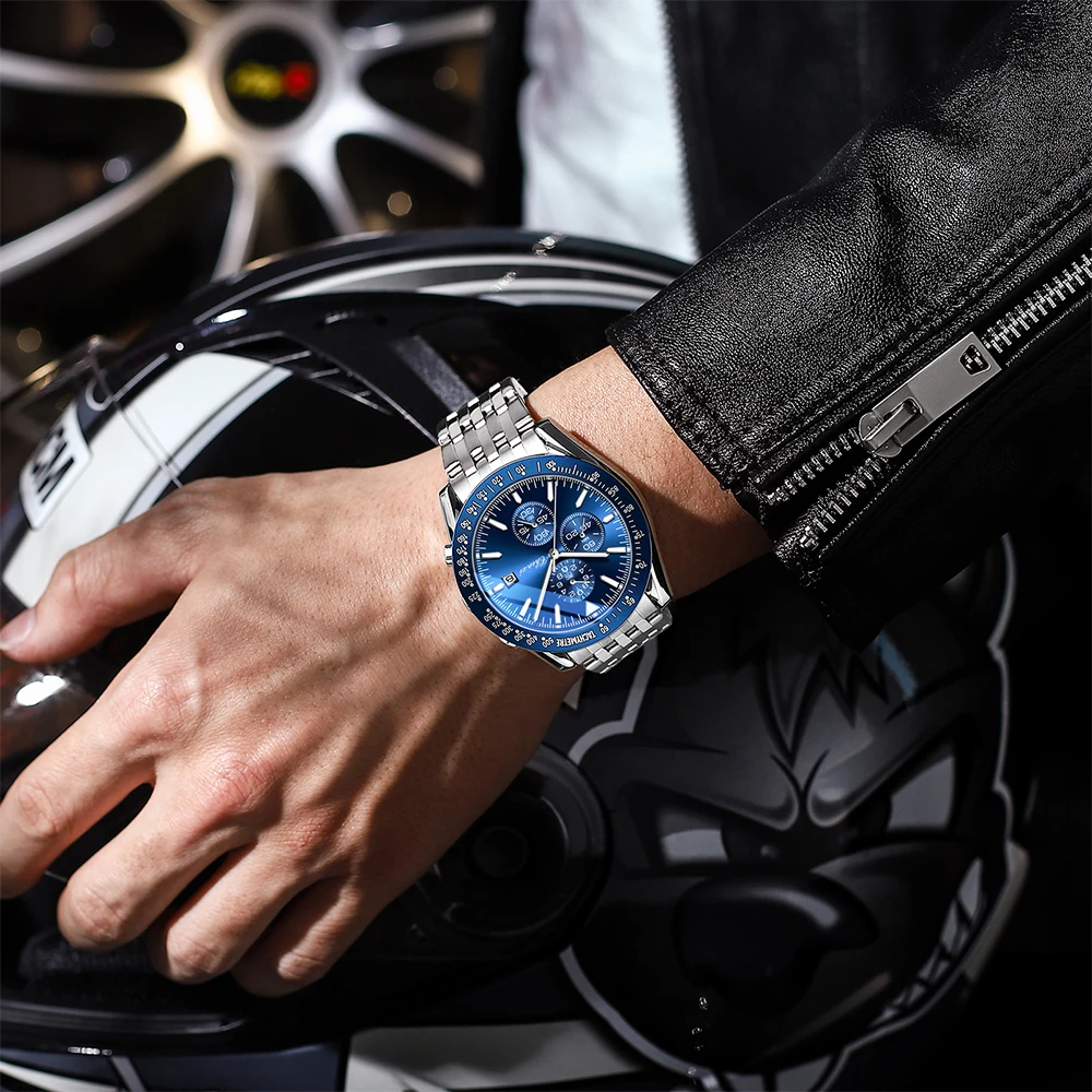 CHENXI Fashion Quartz Men's Watch Multi-functional Outdoor Sports Stopwatch Luminous Stainless Steel Band Business Men Watches