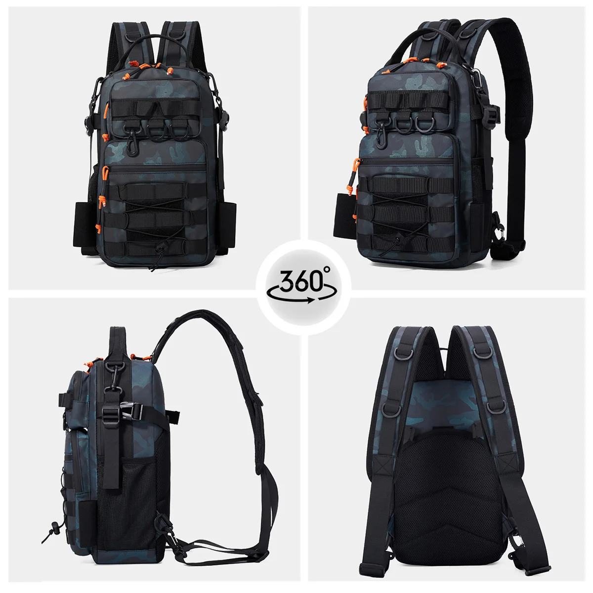 Outdoor Multifunctional Hiking Bag, Single Shoulder Backpack, Cross-Body Fishing Gear Bag, Tactical Backpack, Large Capacity Chest Bag, Walking Stick Bag