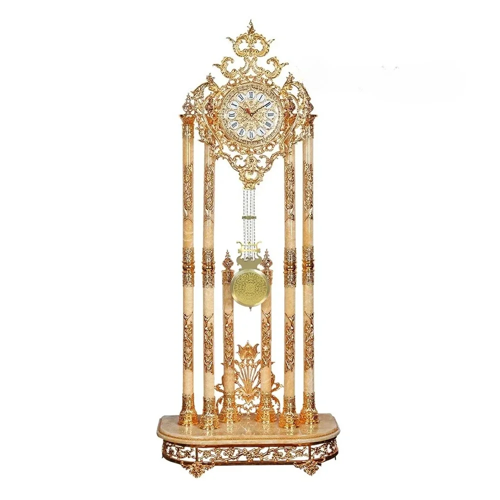 

European-Style Floor Rose Aurora Standing Grandfather Clock Luxury Villa Home the Grandfather Clock Living Room Crystal Clock