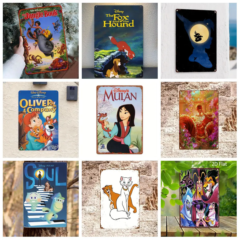 

Miniso Disney Animation Princess Collection Decor Poster Tin Sign Metal Sign Decorative Plaque for Pub Bar Club Wall Decoration