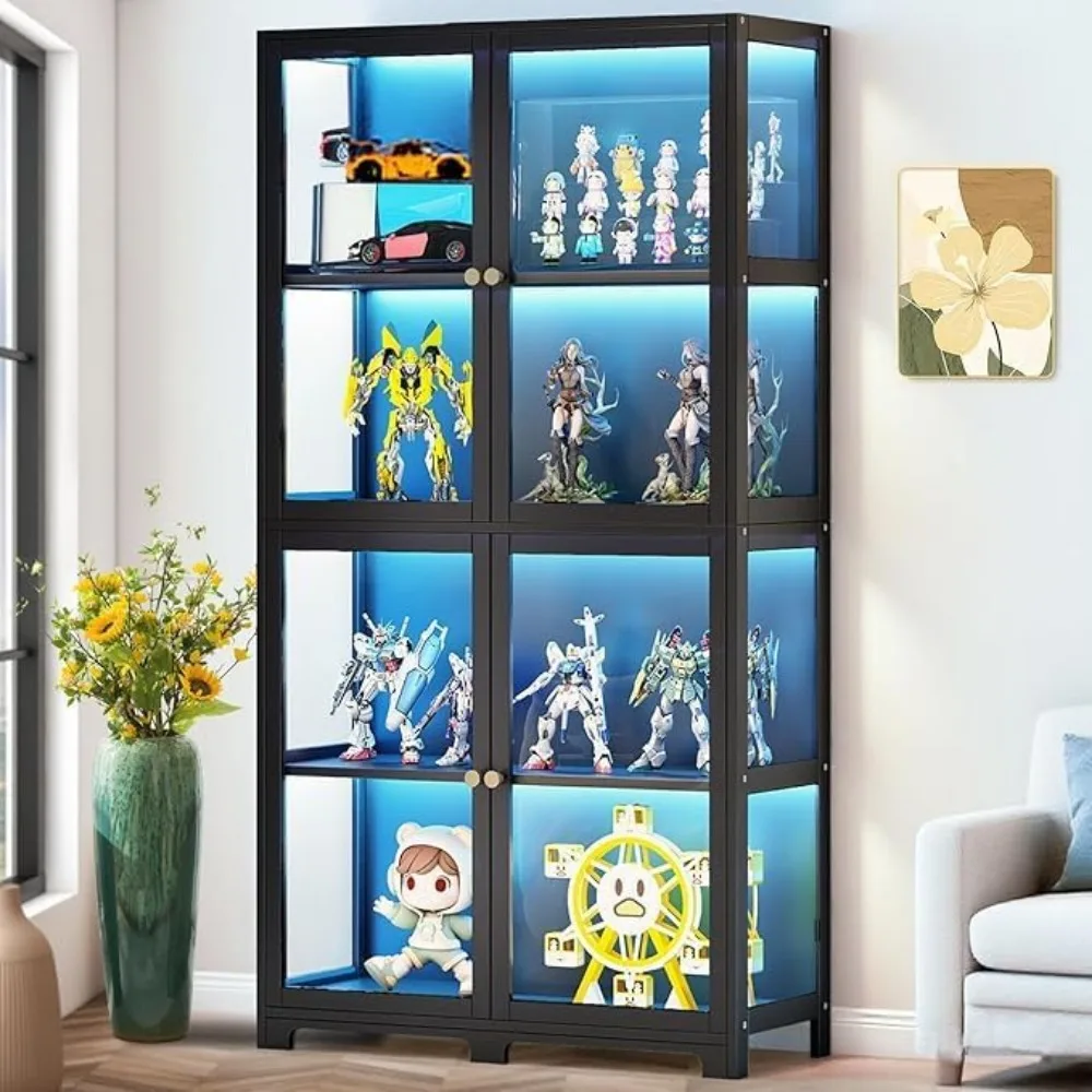 Multi-Level Curio Showcase with Clear Acrylic Door, Organizer Rack for Collectibles and Toys, Bookshelf for Bedroom Use