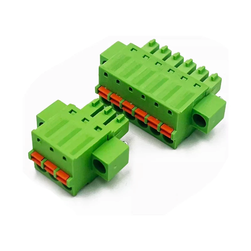 (10 Pcs) KF 2EDGKDM 3.5mm 3.81mm Spring-loaded terminal block with ears and flange butt connector JM 15EDGKDM 3.5 3.81