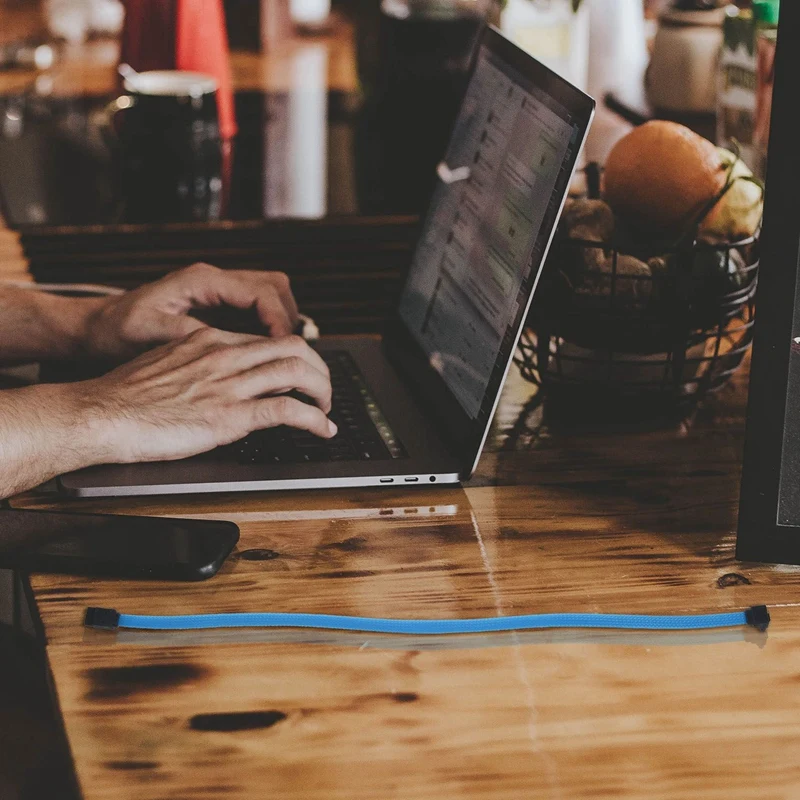 2X SATA3 SATA 3.0 III ขนาด50ซม. สายข้อมูล7Pin 6กิกะไบต์/วินาทีสายข้อมูล SSD ฮาร์ดดิสก์พร้อมปลอกไนลอนรุ่นพรีเมี่ยม (สีฟ้า)