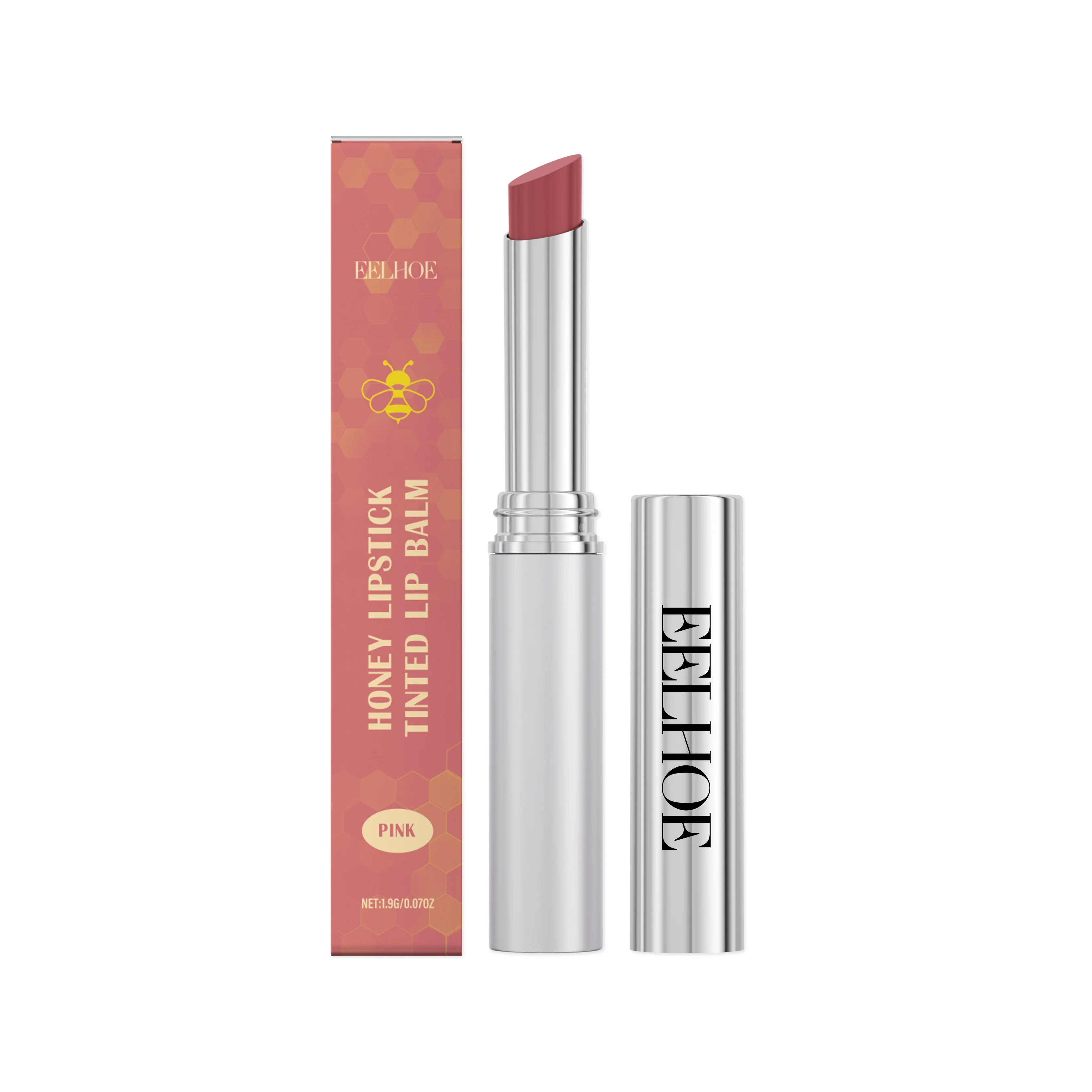 

EELHOE Pink Honey Lipstick - Tinted Lip Balm with Moisturizing Care, Natural Rose Color, Long Lasting Lip Makeup