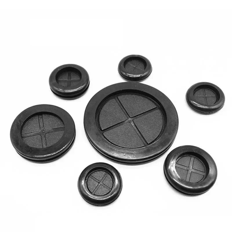 Black Round Grommet Protective Coil Double-sided Rubber Firewall Hole Plug Retaining Ring Parts Car Electrical Wire Gasket Kit