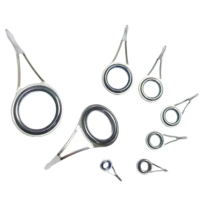AEF6-8Pcs Fishing Rod Guide Tip Top Ring Set Multiple Sizes Rod Repair Kit For Fishing Outdoor Activities