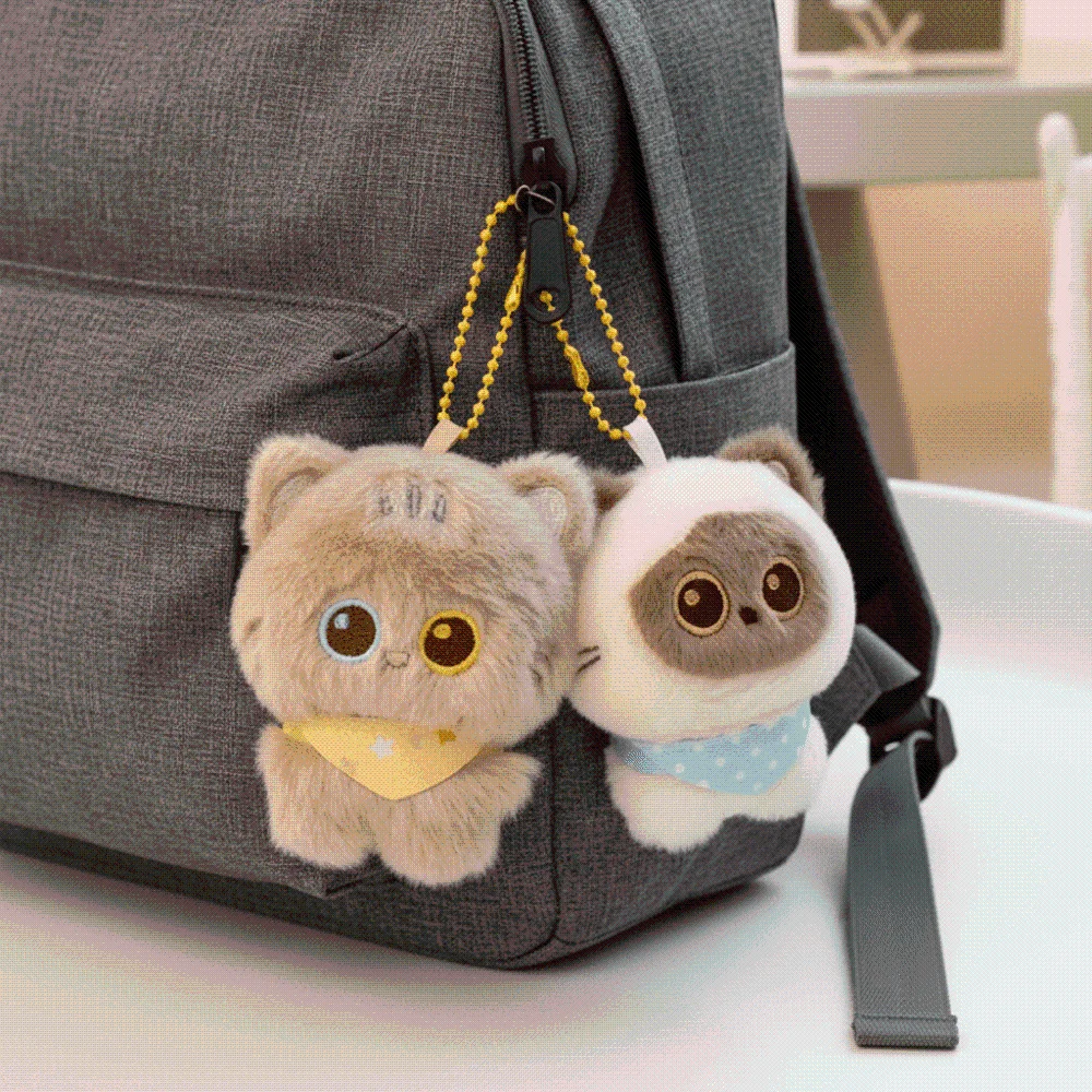 Mini Stuffed Cat Miniature Cat Key Chains Fuzzy Soft Cup Edge Pendant Decorative Creative Magnetic Kitten Ornament Cat Lovers