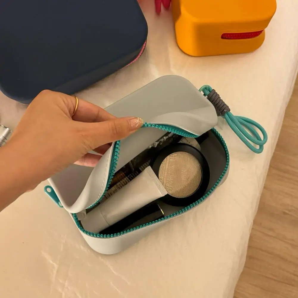 Sac de rangement en Silicone, sac de maquillage de grande capacité, pochette de toilette étanche, fermeture à glissière, pochette de maquillage, organisateur de cosmétiques