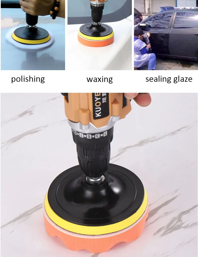 Auto Polieren Schwamm 75mm 3 zoll Polieren Scheiben Automobil Wachsen Pad Mit Schleifpapier Für Auto Detaillierung Scheinwerfer Polieren kit – Detail 7