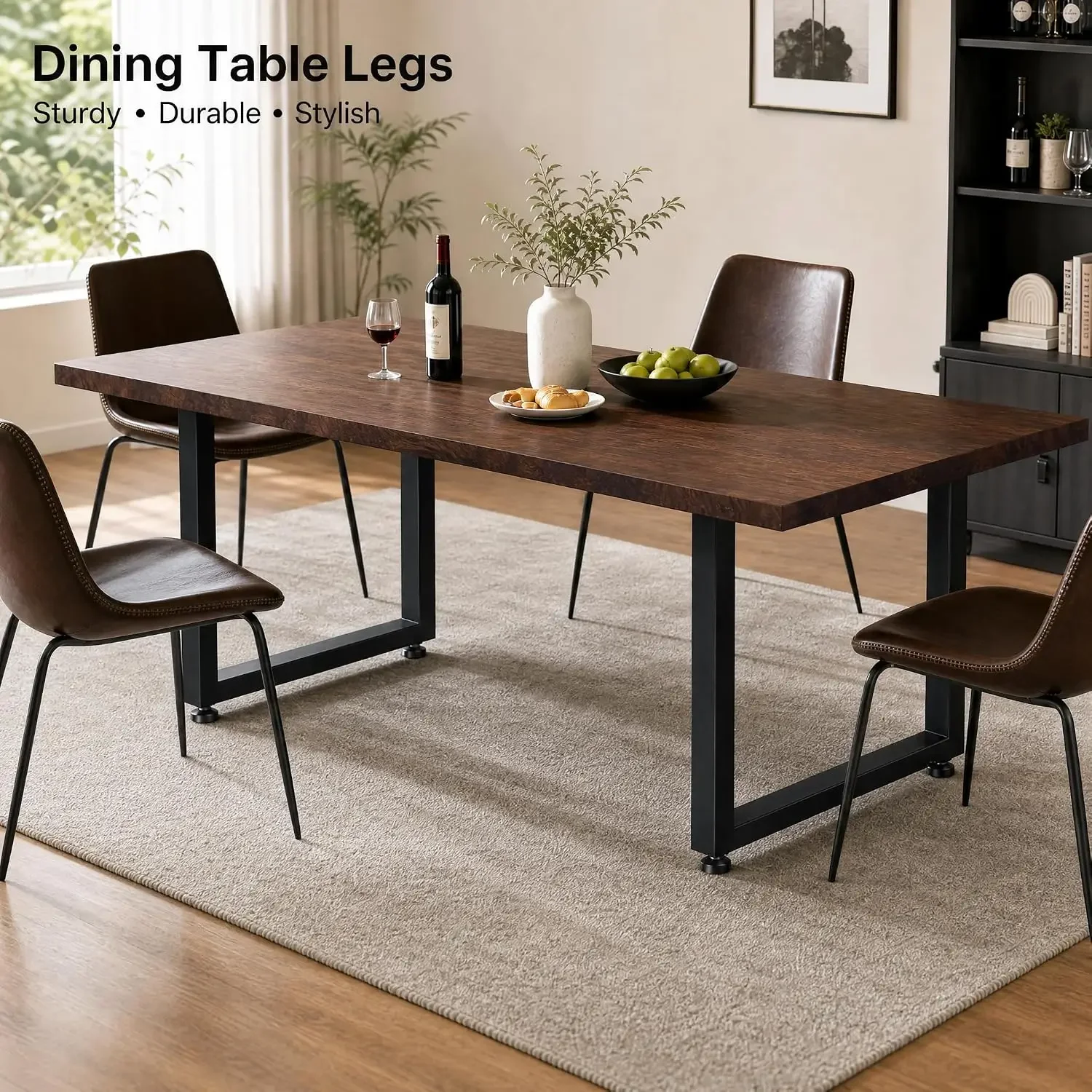 Heavy Duty Metal Table Legs 28x28 Inch, Modern Industrial Steel Square Frame for Large Dining Table, Deep Executive Desk, Upgrad