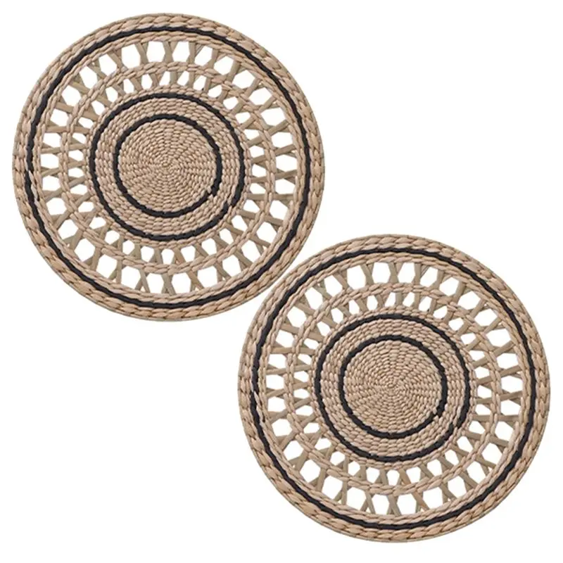 A53Q-Woven Hanging Plate Handmade Rattan Wicker Round Wall Decorative Basket Home Decoration