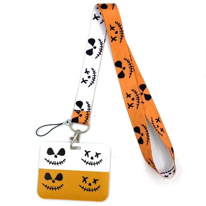 Halloween Horror Funny Art Cartoon Anime Fashion Lanyards Bus ID Name Work Card Holder Accessories Decorations Kids Gifts