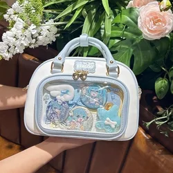 New Y2K Cute Ita Backpack Comic Exhibition Crossbody Bag Lolita Girl Transparent Cosplay Shoulder Bag DIY Badge Display Handbags