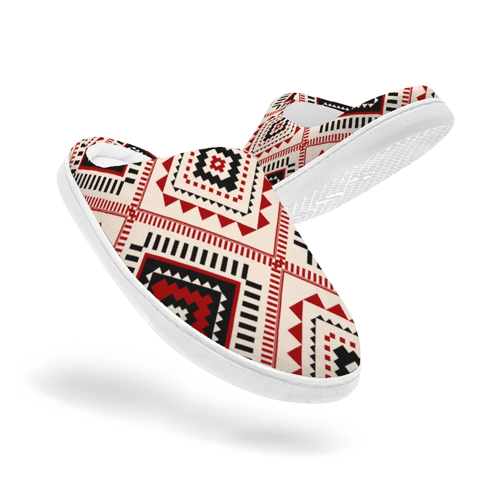 

Red plaid pattern Keep Smiling Home Cotton Slippers for High Quality Plush Casual Keep Warm Shoes Thermal Slipper