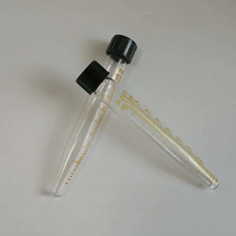 10Pcs /Lot 15ml Glass Centrifugal Tube Test with Graduation Conical Bottom