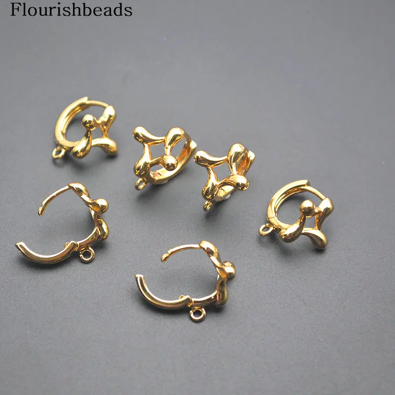 New Designs Anti-fading 18k Gold Color Flower Shape Metal Brass Shvenzy Leverback Earring Clasps Fashion Jewelry Making Supplies