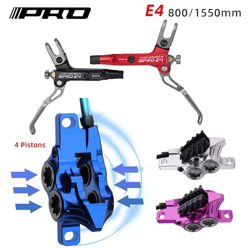 

IIIPRO E4 Ultralight 4-Piston Hydraulic Disc Brake - 800/1550mm Heat Dissipation System for MTB/AM/DH/Road Bicycles