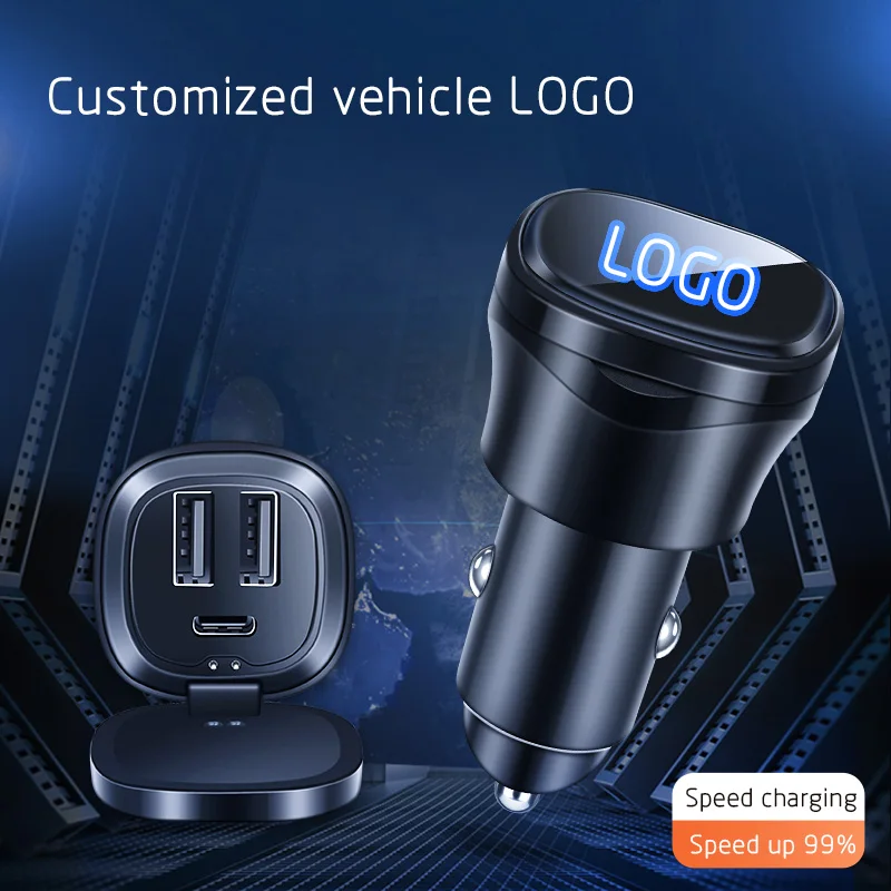 Car Charger Cigarette Lighter Conversion Plug Car Supplies Mobile Phone Fast Charging With Car Logo Modified Accessories