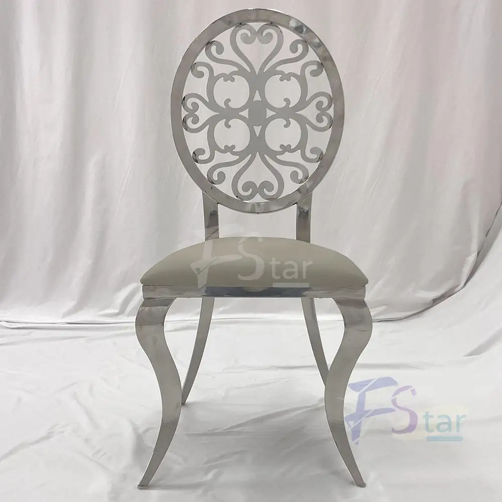 

New Design Wholesale Cheap Hotel Hollow Out Back Golden Party Banquet Stainless Steel Chair For Wedding