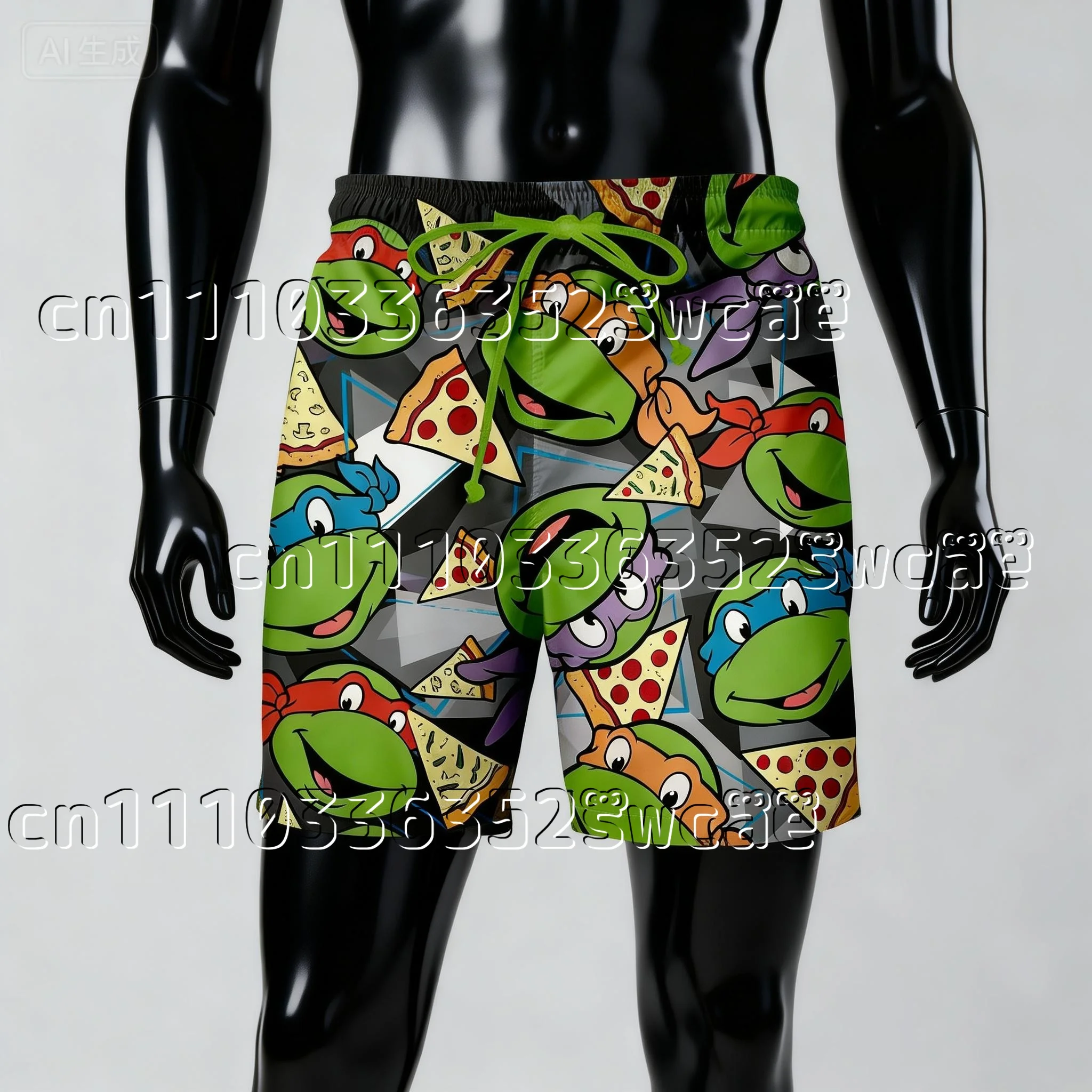 2026 Bandai Anime Ninja Turtles Theme Summer Shorts Adult and Children's Sports Shorts New FamilyMatching