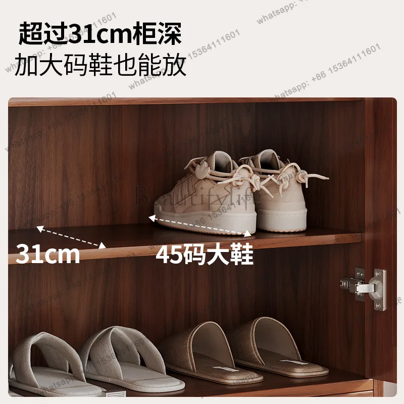 Solid wood new Chinese shoe cabinet enters the door against the wall for storage
